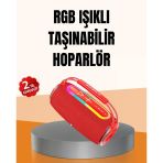 Ipx6 Su Geçirmez Rgb Led Işıklı Taşınabilir Bluetooth Hoparlör 2400 Mah P94434s7209