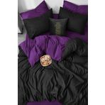İQON Lastikli Çarşaflı Nevresim Takımı Çift Kişilik Mor-Siyah BlackPurple