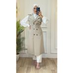 iqraafashion kadın iki parçalı yelek model Trençkot M9061