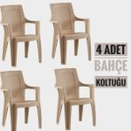Irak Plastik Holiday Sultan Plastik Sandalye Kapuçino 4 Adet - 88 x 56 x 57,5 cm