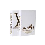 irayhomedecor 2'li Lv & Hermes Beyaz Gold Dekoratif Kitap Kutu