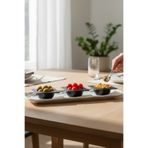 İREA PORSELEN Wood 41 cm Porselen Kayık Sunum Tabağı Porselen Sosluk Kase 12cm