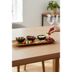 İREA PORSELEN Wood Savana 41cm Porselen Kayık Sunum Tabağı Porselen Sosluk Kase Siyah 9cm