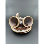 Irear Porcelain 4 Parça 2 Kişilik Dazzle Espresso Fincanı - 1 Adet - Beyaz - Pembe