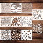 Ireer Boyama Duvar Dokusu Şablonları için 10 Adet Şablon 15 x 15 cm Yeniden Kullanılabilir Kendin Yap Şablonlar 10 Karışık Çatlak Mermer Arka Plan Sprey Boya Sanat Şablonları Ahşap Kanvas Kağıt Yer Karosu