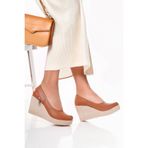 İrem Ayakkabı Dolgu Topuk Fermuar Detaylı Kadın Ayakkabı