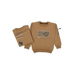 İREM ÇOCUK GİYİM Erkek Çocuk Çift Taraf Baskılı Collage Yazı Desenli Kolu Fermuar Detaylı Açık Kahve Sweatshirt,Kahverengi 10 Yaş