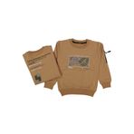 İREM ÇOCUK GİYİM Erkek Çocuk Çift Taraf Baskılı Collage Yazı Desenli Kolu Fermuar Detaylı Açık Kahve Sweatshirt,Kahverengi 8 Yaş