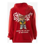 İrem Çocuk Giyim Erkek Çocuk /kız Çocuk Önü Yazı Sırtı Ayıcık Desenli Kapüşonlu Kırmızı Sweatshirt - 15 Yaş