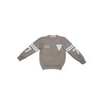İREM ÇOCUK GİYİM Erkek Çocuk Önü V Nakışlı Kolları Sayı Desenli Açık Renk Sweatshirt,Kahverengi 7 Yaş