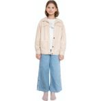 İrem Çocuk Giyim Kız Çocuk Çiçek Püskül Detaylı Ceket Geniş Paça Pantolon Sweatshirt Üçlü Krem Renk Bayramlık Takım - 8 - 9 Yaş