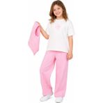 İrem Çocuk Giyim Kız Çocuk Çıtçıt Kapamalı Pembe Yelek Pantolon Kısa Kol Tişörtlü Gabardin Kumaş Üçlü Takım - 5 - 6 Yaş
