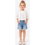 İrem Çocuk Giyim Kız Çocuk Fistolu Düğme Kapamalı Kolu Lastikli Gömlek Slim Fit Tişört Fistolu Astarlı Şort Beyaz Renk Üçlü Takım - 4 Yaş