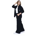 İrem Çocuk Giyim Kız Çocuk Gabardin Kumaş Ceket Pantolon Askılı Badi Siyah Renk Oversize Kalıp Tarz Üçlü Takım - 10 Yaş