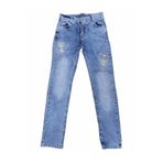 İREM ÇOCUK GİYİM Kız Çocuk Nakışlı Boncuklu Kot Pantolon,Mavi 10-11 Yaş