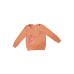 İREM ÇOCUK GİYİM Kız Çocuk Önü Arkası Yazı Resim Desenli Açık Renk Sweatshirt,Turuncu 6-7 Yaş