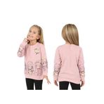 İREM ÇOCUK GİYİM Kız Çocuk Önü Ve Kolları Resim Desenli Şardonlu Renk Sweatshirt,Pudra 3-4 Yaş