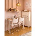 İrem Minimal Meşe Desenli Çok Amaçlı Mutfak Masası – 116X45X75CM | Beyaz Metal Profil Ayaklı - Ahşap - Beyaz