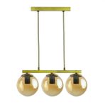 İrem Sıralı Üçlü Bal Camlı Eskitme Gold Kasalı Avize