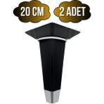 Irem Siyah Krom 20CM Plastik Ayak Mobilya Masa ve Dolap AYAĞI(20CM)(SİYAH - Krom) - 20cm - 2 ADET