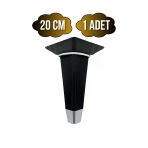 İrem Siyah Krom 20Cm Plastik Ayak Mobilya Masa Ve Dolap Ayağı(20Cm)(Siyah - Krom) Siyah 20Cm 20Cm - 1 Adet