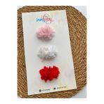 irembaby 3'lü Set Bebek - Çocuk Saçsız Bebek Tokası Seti Kırmızı - Pembe - Beyaz Toka Set