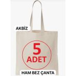 İremcee 5 Adet Baskısız Ham Bez Çanta 35X40 Ebat Kulplu Boyamaya ve Baskıya Uygundur Market ve Plaj Çantası - 5 adet 35 X 40 ebat