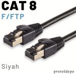Irenis 1 Metre Cat8 Kablo F/Ftp Lszh Ethernet Network Lan Ağ Kablosu Siyah