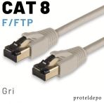 Irenis 10 Metre Cat8 Kablo F/Ftp Lszh Ethernet Network Lan Ağ Kablosu Gri