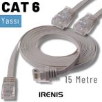 IRENIS 15 Metre CAT6 Kablo Yassı Ethernet Network Lan Ağ İnternet Kablosu