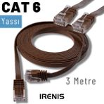 IRENIS 3 Metre CAT6 Kablo Yassı Ethernet Network Lan Ağ İnternet Kablosu Kahverengi