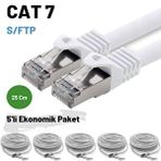 IRENIS 5 Adet 25 cm IRENIS CAT7 Kablo S/FTP Ethernet Network Lan Ağ Kablosu - Beyaz