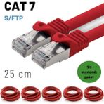IRENIS 5 Adet 25 cm IRENIS CAT7 Kablo S/FTP Ethernet Network Lan Ağ Kablosu - Kırmızı