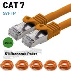 IRENIS 5 Adet 25 cm IRENIS CAT7 Kablo S/FTP Ethernet Network Lan Ağ Kablosu - Turuncu