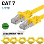 IRENIS 5 adet 3 Metre IRENIS CAT7 Kablo S/FTP Ethernet Network LAN Ağ Kablosu (sarı)
