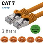 IRENIS 5 adet 3 Metre IRENIS CAT7 Kablo S/FTP Ethernet Network LAN Ağ Kablosu (turuncu)