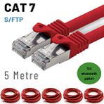IRENIS 5 adet 5 Metre IRENIS CAT7 Kablo S/FTP Ethernet Network LAN Ağ Kablosu (kırmızı)