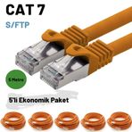 IRENIS 5 adet 5 Metre IRENIS CAT7 Kablo S/FTP Ethernet Network LAN Ağ Kablosu (turuncu)