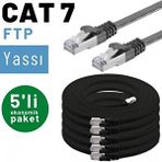 IRENIS 5 adet 5 metre IRENIS CAT7 Kablo Yassı FTP Ethernet Network LAN Kablosu (siyah)