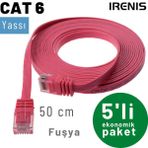IRENIS 5 adet 50 cm CAT6 Kablo Yassı Ethernet Network Lan Ağ İnternet Kablosu