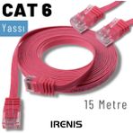Irenıs Cat6 Kablo Yassi Ethernet Network Lan Ag Internet Kablosu 15 Metre Fusya