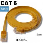 Irenis CAT6 Kablo Yassı Ethernet Network Lan Ağ İnternet Kablosu 50 CM Sarı