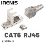 Irenis Cat6 Rj45 Aletsiz Montaj Tipi Konnektör, Cat6, Cat6a Kablo Uyumlu Siyah