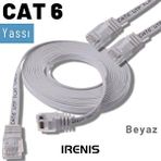 IRENIS Irenis 5 Metre Cat6 Kablo Yassı Ethernet Network Lan Ağ İnternet Kablosu Beyaz