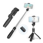 Irfora 27,5 inç 3'ü 1 arada Selfie Çubuğu Masaüstü Tripod Gimbal Sabitleyici, 6 Bölümlü Teleskop Çubuklu, Telefon Klipsli ve Çıkarılabilir Uzaktan Kumandalı, Android 4.3 / iOS 5.1 Sistemiyle Uyumlu