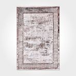 Iris Çerçeveli Kahverengi Pamuk Dikdörtgen Pamuk Makinada Yıkanabilir Kaymaz Taban Dijital Makine Baskı Salon Halı-I-Cr-Printed Carpet-2125PC-120x300