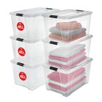 Iris Ohyama, 6'lı set istiflenebilir saklama kutuları klik kilitli – New Top Box NTB-45 – plastik, şeffaf, 6 x 45 l, U 58 x G 39,5 x Y 30,5 cm