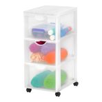 Iris Ohyama, Plastik saklama kulesi, 15 litrelik çalışma masası çekmecesi, tekerlekli, DDDC-303, beyaz, ergonomik sap G 37,5 x D 29 x Y 61,5 cm