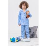 IRK Mavi Çizgili Gaffur Pijama Erkek Çocuk Bebek Düğmeli Çizgili Takım