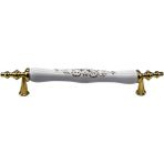 Irk Metal Zeytindalı Porselen Model Kulp Mobilya Mutfak Çekmece Kapak Kulbu Beyaz/sarı - 5 Adet - 128mm